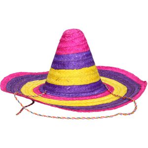Grote gekleurde verkleed sombrero hoeden 50 cm - Mexicaanse verkleed accessoires