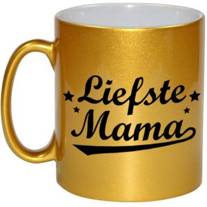 Liefste mama tekst cadeau mok / beker - goudkleurig - Moederdag - 330 ml