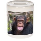 Dieren chimpansee foto spaarpot 9 cm jongens en meisjes - Cadeau spaarpotten apen liefhebber
