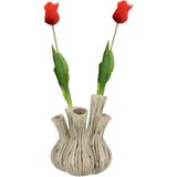 DK Design Kunst tulpen boeket - 10x stuks - rood - real touch - 46 cm - levensechte kunstbloemen