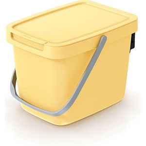 Keden GFT aanrecht afvalbak - geel - 6L - afsluitbaar - 20 x 26 x 20 cm - klepje/hengsel - kleine prullenbakken - afval scheiden