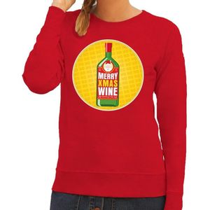 Foute kersttrui / sweater Merry Chrismas Wine rood voor dames - Kersttrui voor wijn liefhebber