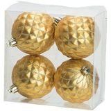 4x Luxe gouden kunststof kerstballen 8 cm - Onbreekbare plastic kerstballen - Kerstboomversiering goud