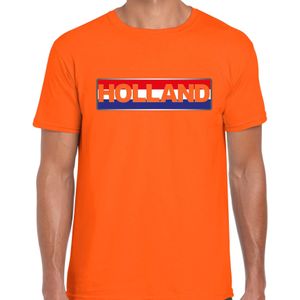 Oranje / Holland supporter t-shirt / shirt Holland banner oranje voor heren - Nederlands elftal fan shirt / kleding / Holland supporter