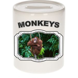 Dieren liefhebber orangoetan spaarpot  9 cm jongens en meisjes - keramiek - Cadeau spaarpotten apen liefhebber