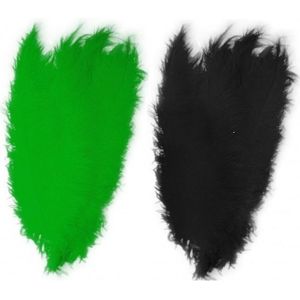 4x stuks grote veer/veren/struisvogelveren 2x groen en 2x zwart van 50 cm - Decoratie sierveren
