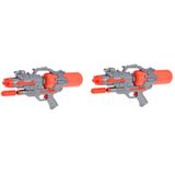 2x Waterpistolen/waterpistool oranje van 46 cm met pomp kinderspeelgoed - waterspeelgoed van kunststof - waterpistolen met pomp