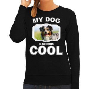 Australische herder honden trui / sweater my dog is serious cool zwart - dames - Australische herders liefhebber cadeau sweaters