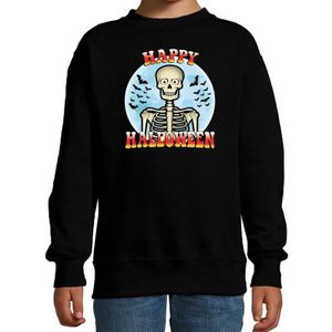 Happy Halloween skelet verkleed sweater zwart voor kinderen - horror skelet trui / kleding / kostuum