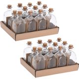 Glazen flesjes met kurk dop - 24 stuks - transparant - glas -120 ml