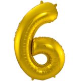 Folie ballonnen - Leeftijd cijfer 60 - goud - 86 cm - en 2x slingers
