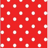 Tafelzeil/tafelkleed rood met witte stippen 140 x 220 cm - Tuintafelkleed - Tafeldecoratie met stipjes print