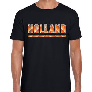 Oranje / Holland supporter t-shirt zwart voor heren - Nederlands elftal fan shirt / kleding - Koningsdag outfit
