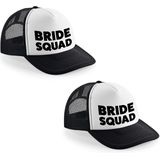 4x stuks zwart vrijgezellenfeest snapback cap/ truckers pet Bride Squad dames - Vrijgezellenfeest vrouw artikelen/ petjes