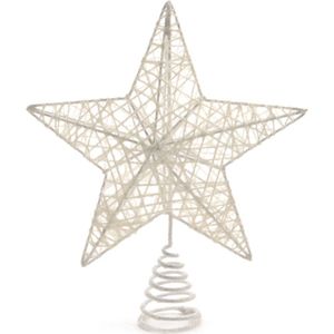 Kunststof ster piek/kerstboom topper wit 23 cm - Kerstversiering/kerstboomversiering