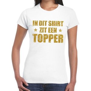 Toppers In dit shirt zit een Topper goud glitter tekst t-shirt wit voor dames - dames Toppers shirts