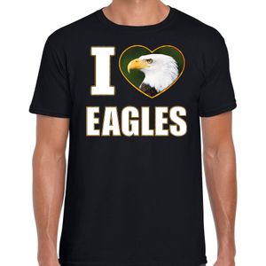 I love eagles t-shirt met dieren foto van een amerikaanse zeearend zwart voor heren - cadeau shirt adelaars vogel liefhebber