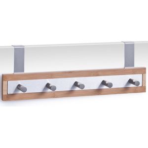 3x Bruin/zilveren deur kapstokken met 5 haken 36 cm - Zeller - Woonaccessoires - Kleding/jassen ophangen - Handdoeken ophangen - Deur kapstokken