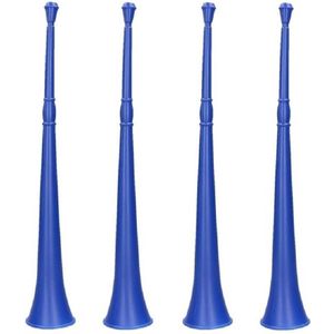 Set van 4x stuks vuvuzela grote party/feest blaastoeter 48 cm blauw