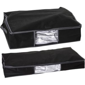 Set van 2x dekbed/kussen opberghoezen zwart met vacuumzak - 60 x 45 x 15 cm en 98 x 45 x 15 cm