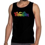 Gaypride freedom tanktop/mouwloos shirt  - zwart regenboog homo singlet voor heren - gaypride