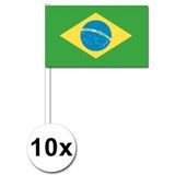 10 zwaaivlaggetjes Brazilie 12 x 24 cm