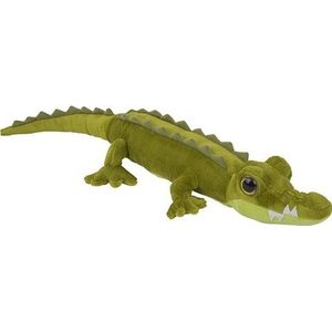 Pluche groene krokodil knuffel 60 cm - Krokodillen wilde dieren knuffels - Speelgoed voor kinderen