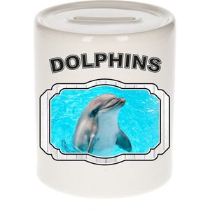 Dieren liefhebber dolfijn spaarpot  9 cm jongens en meisjes - keramiek - Cadeau spaarpotten dolfijnen liefhebber