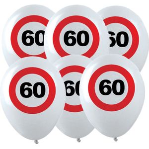 36x Leeftijd verjaardag ballonnen met 60 jaar stopbord opdruk 28 cm