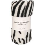 5x Fleece dekens zebra print 130 x 160 cm - Woondecoratie plaids/dekentjes met dierenprint