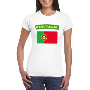 Portugal t-shirt met Portugese vlag wit dames