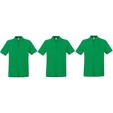 3-Pack maat M groen polo shirt premium van katoen voor heren - Polo t-shirts voor heren