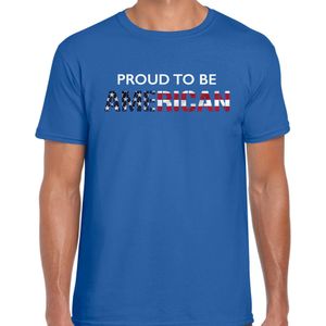 Amerika Proud to be American landen t-shirt - blauw - heren -  Amerika landen shirt  met Amerikaanse vlag/ kleding - WK / Olympische spelen outfit