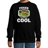 Dieren vossen sweater zwart kinderen - foxes are serious cool trui jongens/ meisjes - cadeau bruine vos/ vossen liefhebber - kinderkleding / kleding