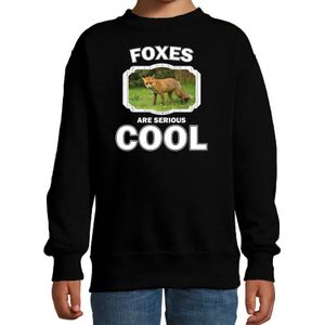 Dieren vossen sweater zwart kinderen - foxes are serious cool trui jongens/ meisjes - cadeau bruine vos/ vossen liefhebber - kinderkleding / kleding