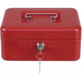 AMIG Geldkistje met 2 sleutels - rood - staal - muntbakje - 15 x 11 x 7 cm - inbraakbeveiliging