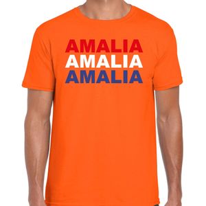 Koningsdag t-shirt Amalia - oranje - heren - koningsdag outfit / kleding / shirt