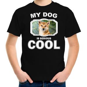 Shiba inu honden t-shirt my dog is serious cool zwart - kinderen - Shiba inu liefhebber cadeau shirt - kinderkleding / kleding