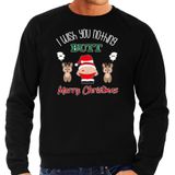 Bellatio Decorations foute Kersttrui/sweater heren - I Wish You Nothing Butt Merry Christmas - zwart