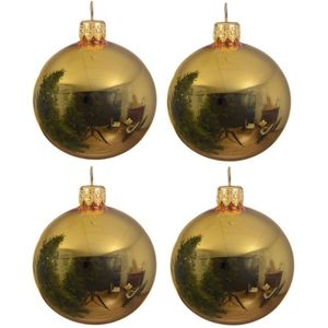 20x Gouden glazen kerstballen 10 cm - Glans/glanzende - Kerstboomversiering goud
