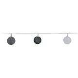 Christmas Decoration verlichting 10 bollen 4 cm - 2x - wit/grijs - 165 cm