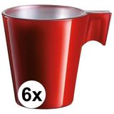 6x Espresso kopje rood - Rood koffiekopje 80 ml