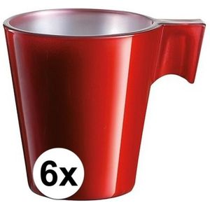 6x Espresso kopje rood - Rood koffiekopje 80 ml