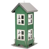 1x Tuinvogels hangende voeder silo/voederhuisje groen - 13 x 13 x 27 cm - Winter vogelvoer huisjes