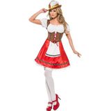 Smiffys Tiroler dirndl verkleed kostuum/jurkje - voor dames - rood/bruin