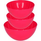 Plasticforte voedsel serveer schalen set - 3x stuks - fuchsia roze - kunststof - Dia 23 en 26 cm