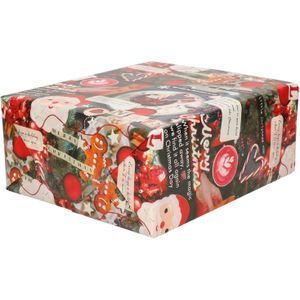 4x Rollen Kerst inpakpapier/cadeaupapier gekleurd met songteksten 2,5 x 0,7 cm - Luxe papier kwaliteit kerstpapier - Kerstmis