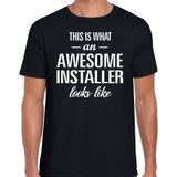 Awesome Installer / geweldige installateur cadeau t-shirt zwart - heren -  kado / verjaardag / beroep cadeau shirt