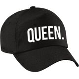 2x zwarte baseballcaps met King en Queen tekst - Voor volwassenenen - Carnaval of verkleed petjes