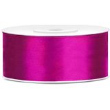 4x rollen satijnlint rood-zilver-turquoise-roze 2.5 cm x 25 meter - Hobby cadeaulint